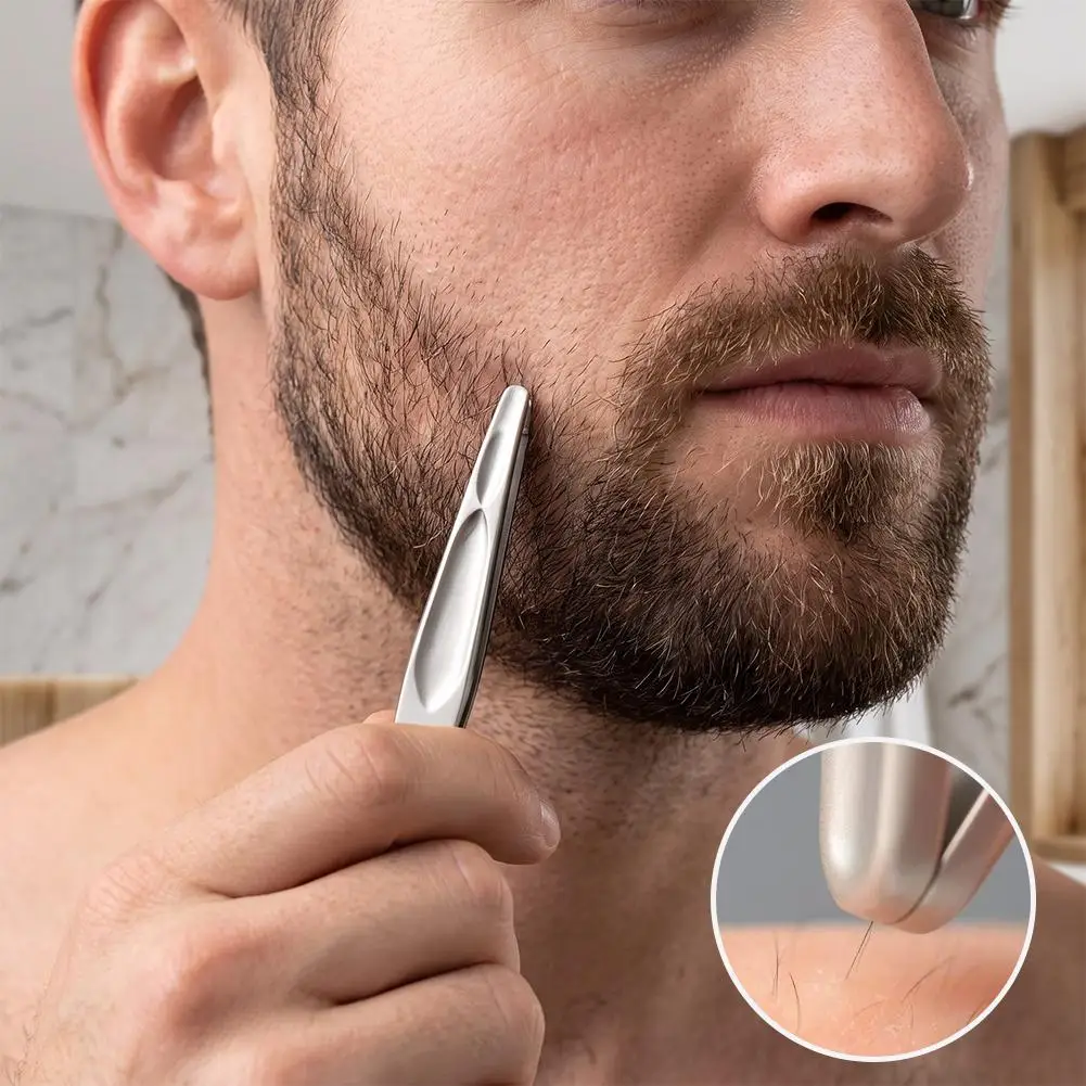 Round Mouth Beard Clip High-precision Stainless Steel Clip Unisex Body Hair Eyebrow Clip Thicken Tweezers Beard Pulling Artifact