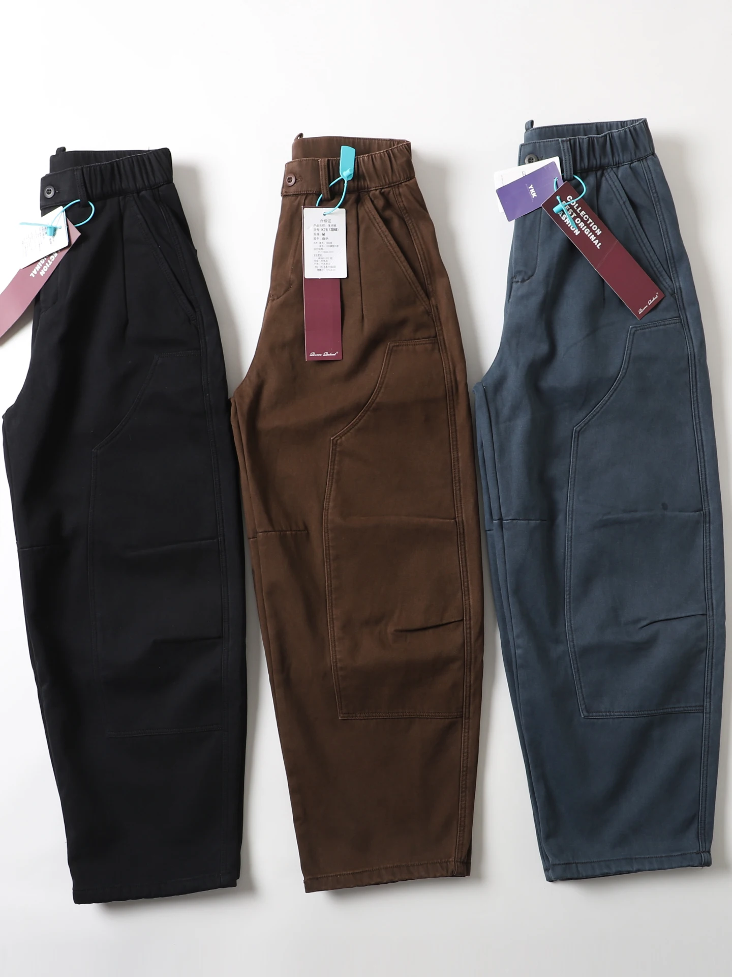 

Мужские хлопковые джинсы свободного кроя с флисовой подкладкой, широкие штанины, повседневные брюки в стиле Dad, теплые, комфортные, зауженные, в стиле Old School, для зимы