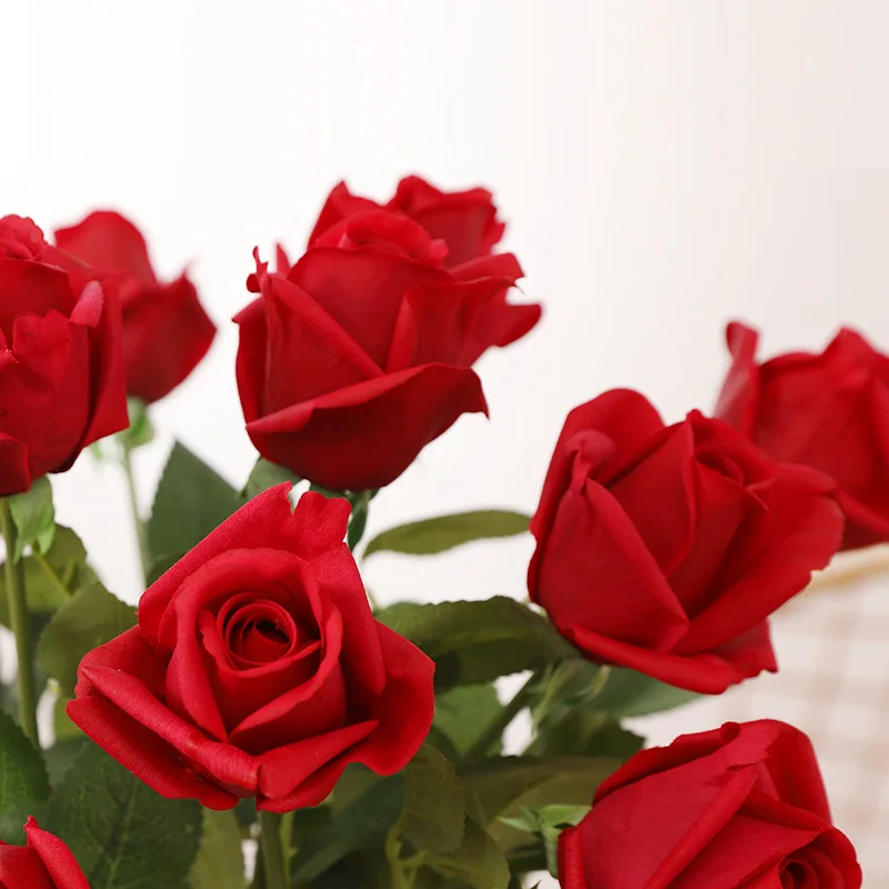 Artificial Roses Branch Latex Fake Flowers True Touch Moisturizing Simulation Red Rose Wedding Floral Balcony Garden Decoration