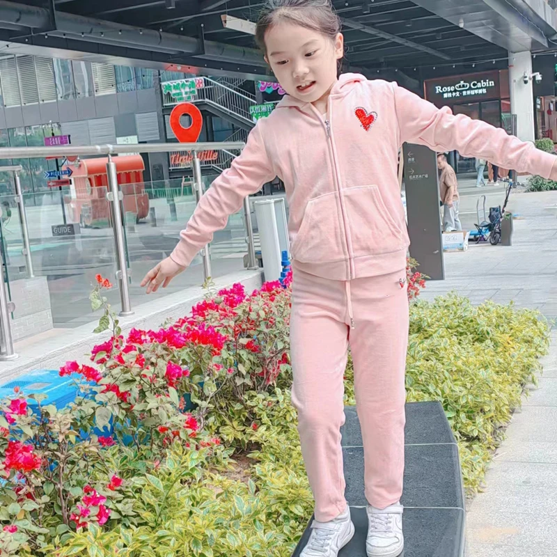 2024 Winter Casual Hoodies Suit Juicy Coursera Velvet Tracksuit Autumn Children\'s Clothing Two Piece Set