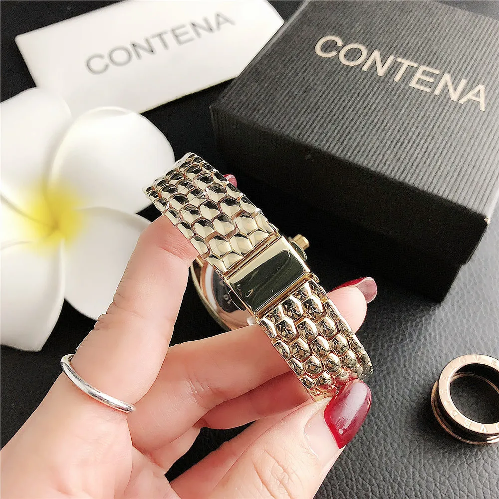 New Contena Brand Luxury Watches Women Fashion Rhinestone Women\'s Quartz Watches Stainless Steel Ladies Watch Female Clock Gift