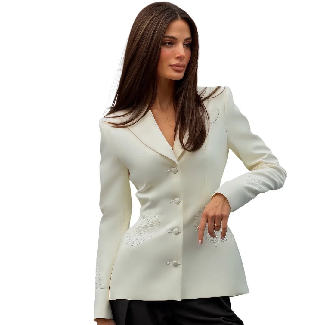 Elegant Women's Dresses Suit Gowns Peaked Lapel Single-Breasted Jacket And Pants For Female Satin 2 Pieces Suit Customized