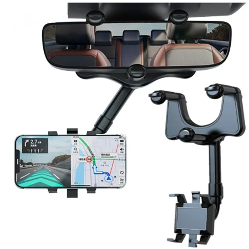 360° Car Mirror Telescopic Smart Phone Holder Mount Mobile Phone Support Stand Car GPS Adjustable CellPhone For iPhone 13 Holder