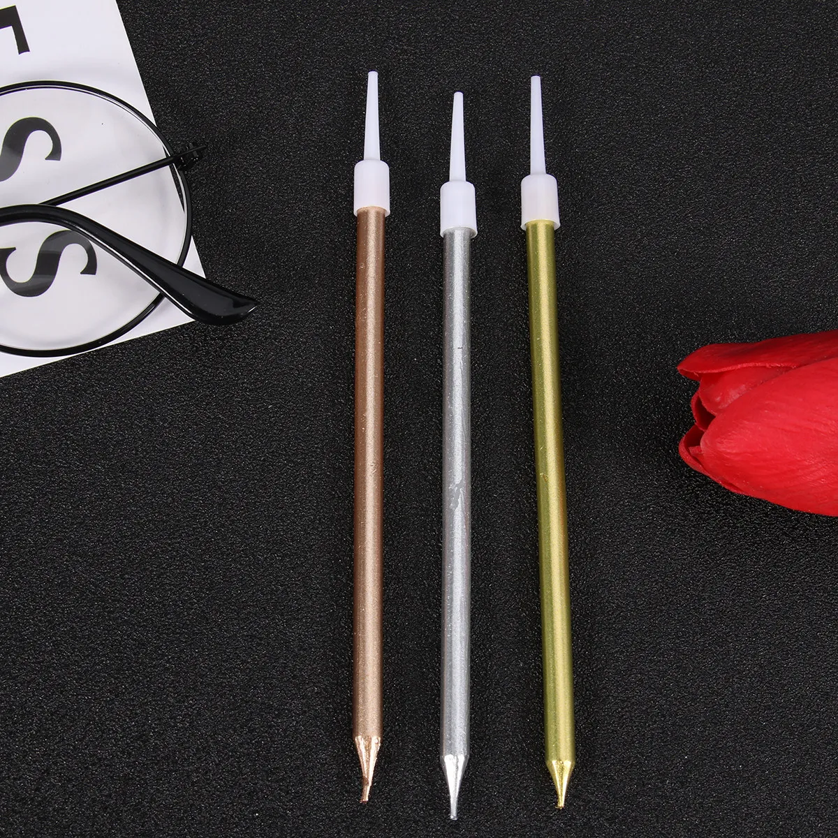 36Pcs Pencil Shaped Slender Birthday Candles Elegant Romantic Smokeless Long Burning Wax Free Cake Candles for Wedding