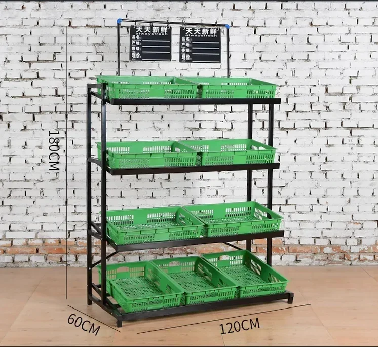 Multifunctional vegetable rack, fruit and vegetable rack, steel and wood fruit and vegetable rack,