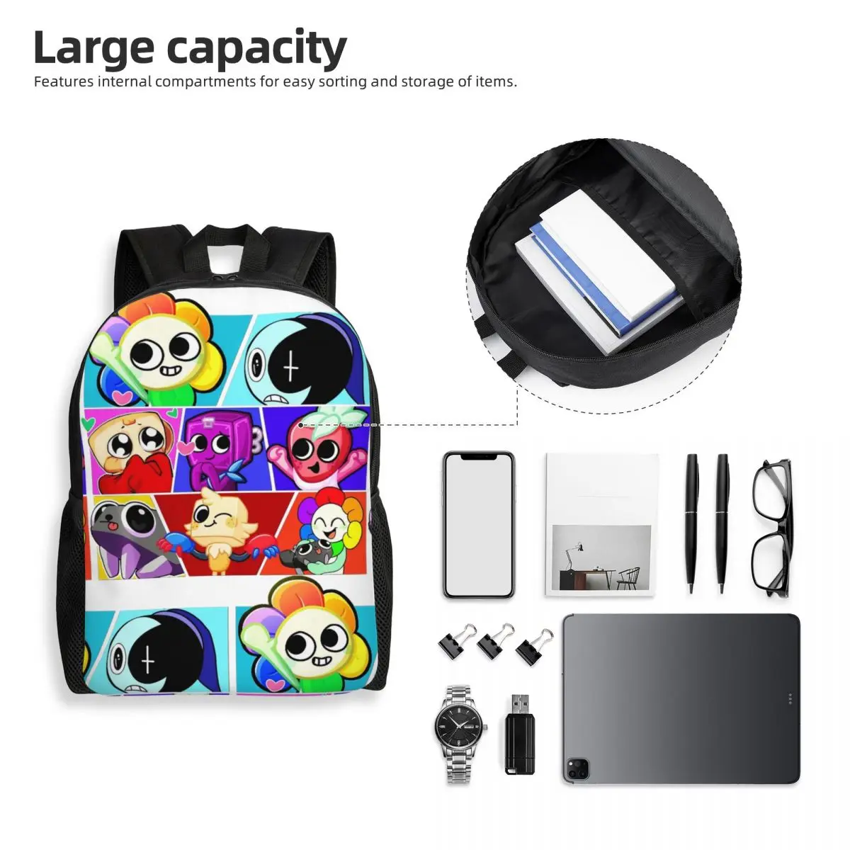 حقيبة ظهر مضحكة لشخصيات العالم من Dandys للرجال والنساء في سن المراهقة في المدرسة الثانوية للأعمال حقيبة كمبيوتر محمول من القماش حقائب رياضية