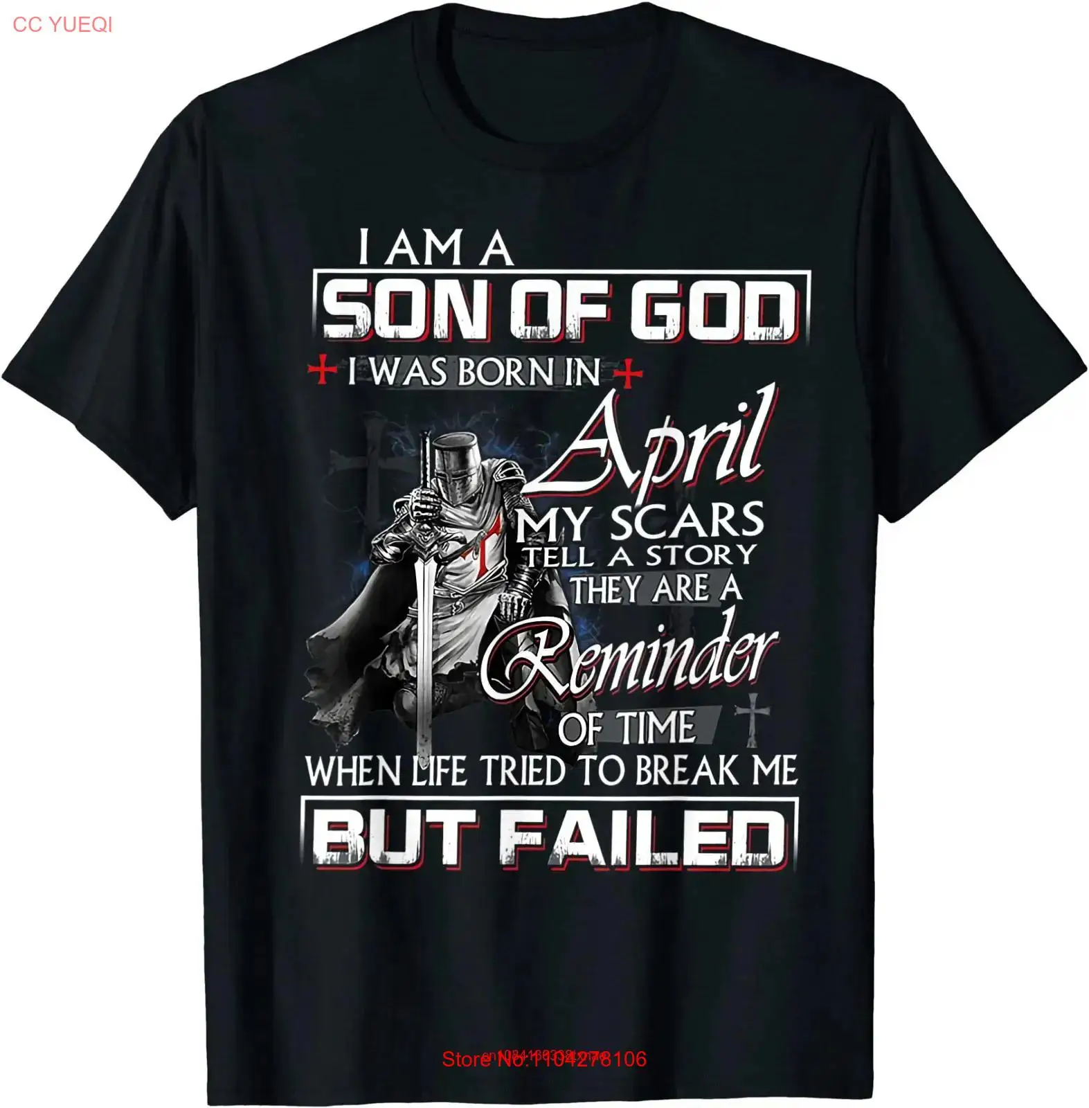 Knight Templar I'm A Son Of God April Christian Religious T Shirt S 5XL long or short sleeves