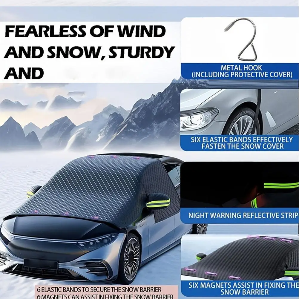 Car Snow Thickened Three Window Coverage Snow Blocking, Cover Cover Anti Sun Car Snow Front Blocking Windshield Half