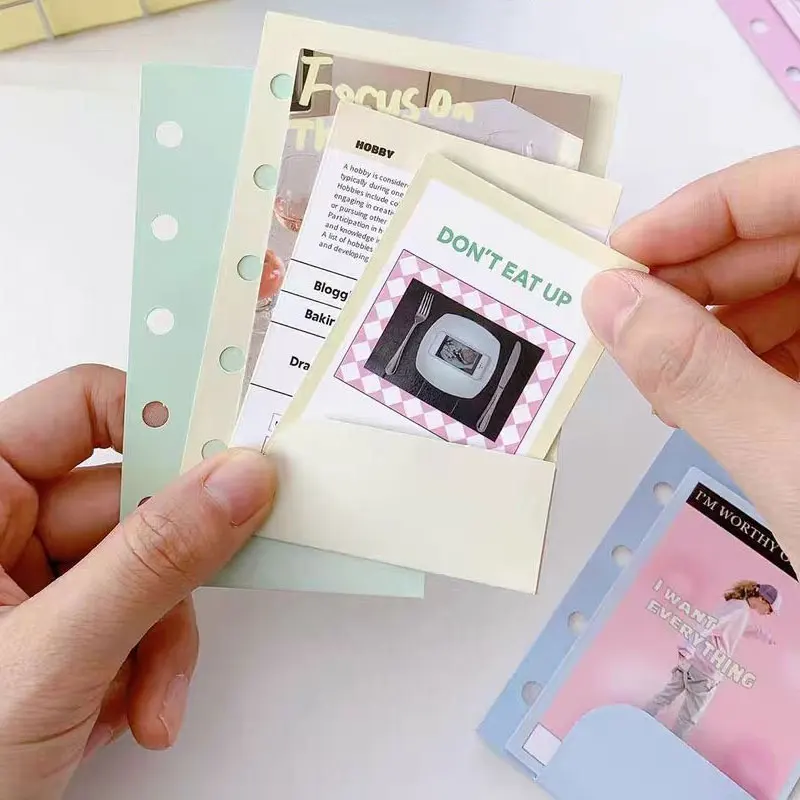 4pcs/Lot M5 Paper Insert Pocket For Loose Leaf Notebook Planner Organizer Refill 5-Ring Inner Page Binder Accessories Stationery