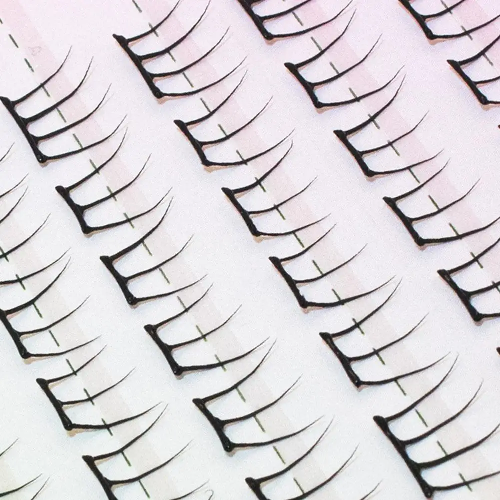 Faux-cils naturels denses, segmentés, sans colle, Extension de cils, groupe de femmes coréennes, légèrement recourbé, grappe de cils