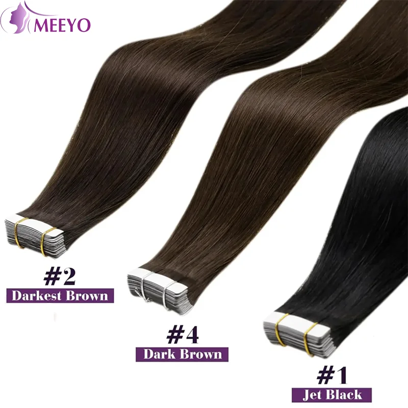 Fita reta em extensões de cabelo para mulheres, cabelo humano, cabelo brasileiro, cor da natureza, #2, 16 "a 26", 50g por pacote, 20 pcs