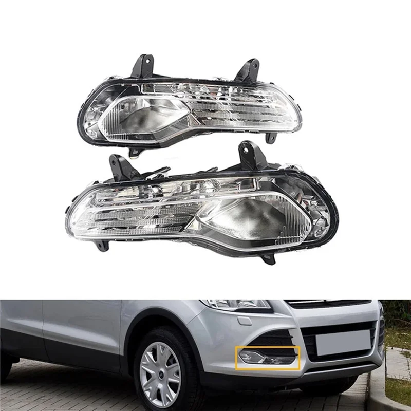 Car Front Right DRL Fog Light for Ford Escape Kuga 2013-2016 Auto Driving Lamp Daytime Running Light Bumper Lamp