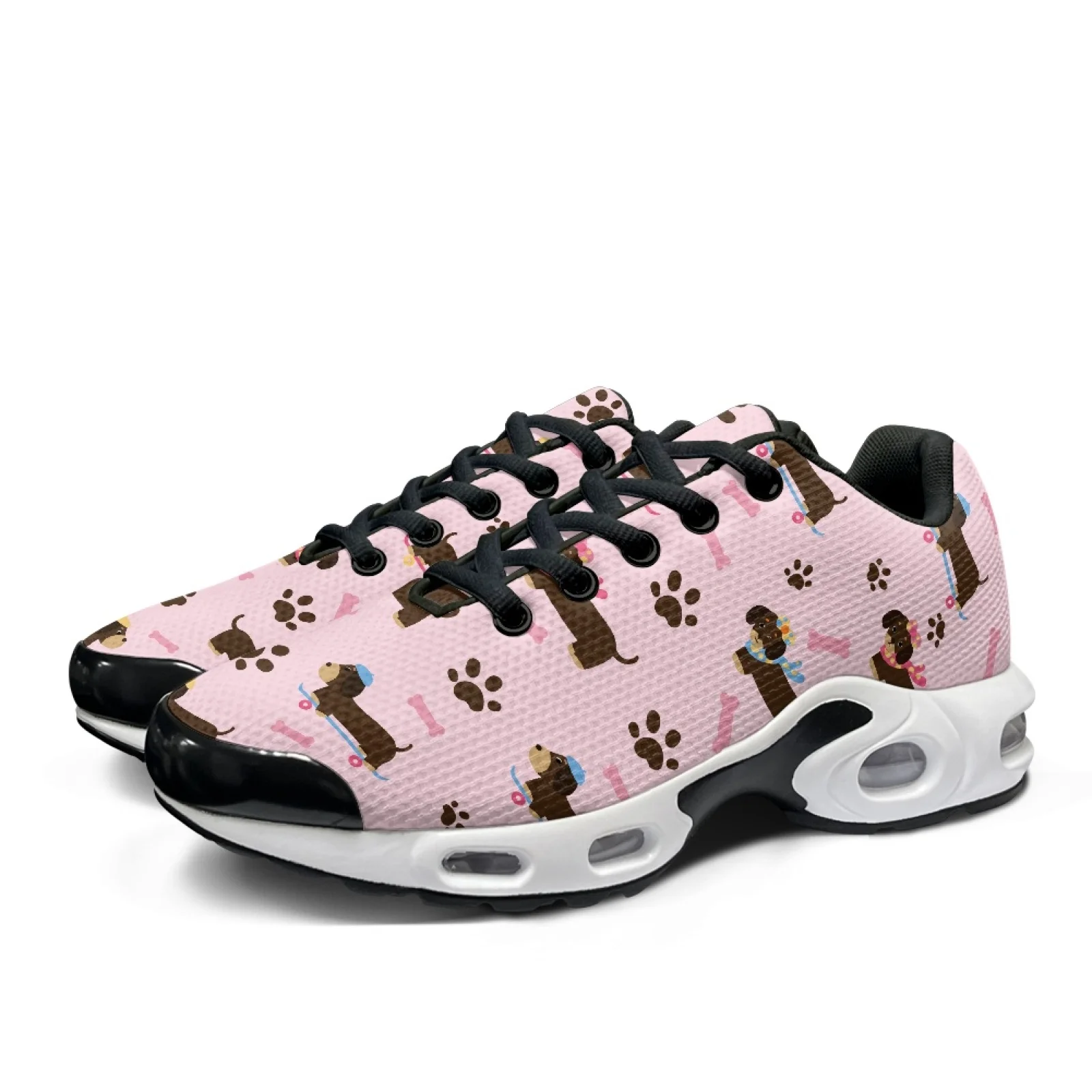 PENSTROLL Mesh Shock Absorbing Sole Men's Fashion Sneaker Arch Support Sports Shoes for Adult Gym Dachshund Paw Print Pattern