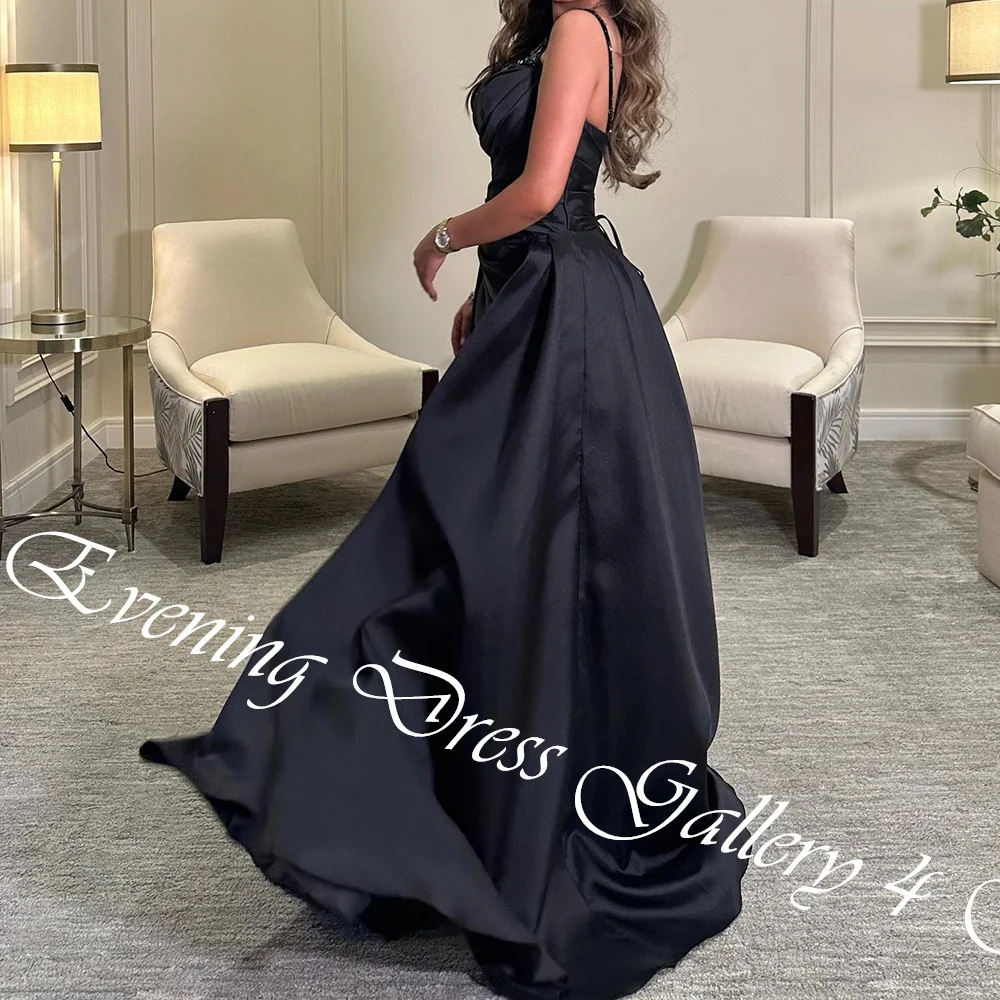 Customized Classic Crystal Sweetheart Floor Length A-Line платье вечернее Satin Spaghetti Straps Sweep Train Vestidos Para Mujer