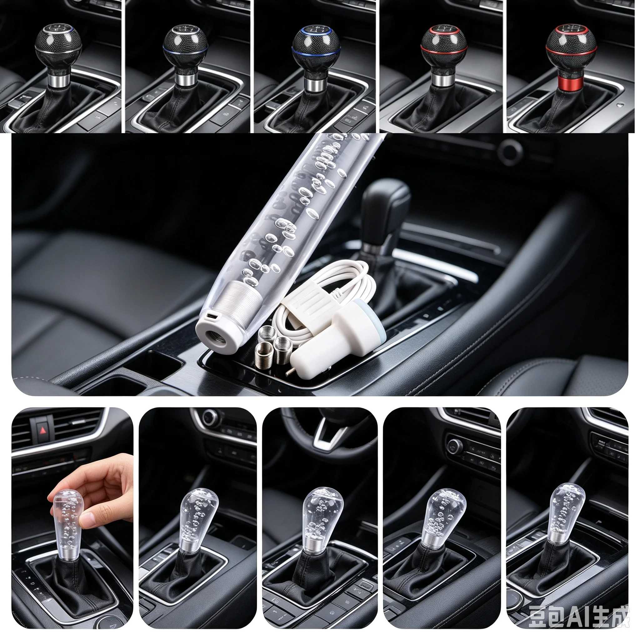 25cm Car Transparent Stitching Gear Shift Knob Crystal Bubble Colorful Shifter Lever AT MT Fit For Honda Toyota