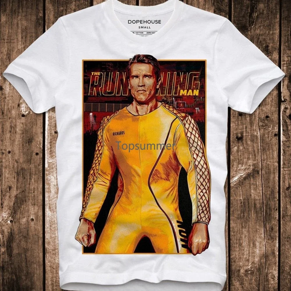 T Shirt The Running Man Schwarzenegger Stephen Dynamo King Arnold Fireball Sci Fi Ics Ben Richards Cult Movie Retro Vintage