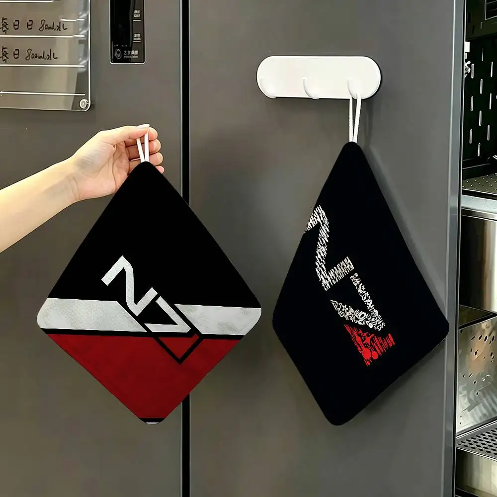 Mass Effect N7 Soft Polyester Cotton Towel, Hanging Kitchen Style Hand Wiping Cloth for Restaurant Home
