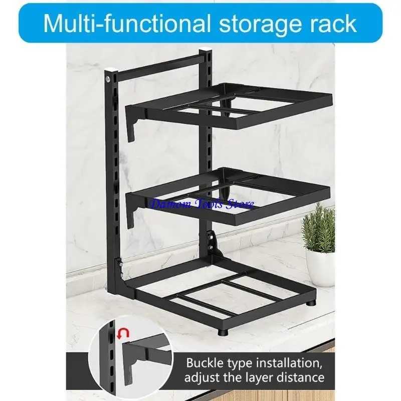 57BE Carbon Steel Kitchen Rack Adjustable Layering Pots  Organizers Under Sink Organizers Cooker Storage Solution for Sink Area