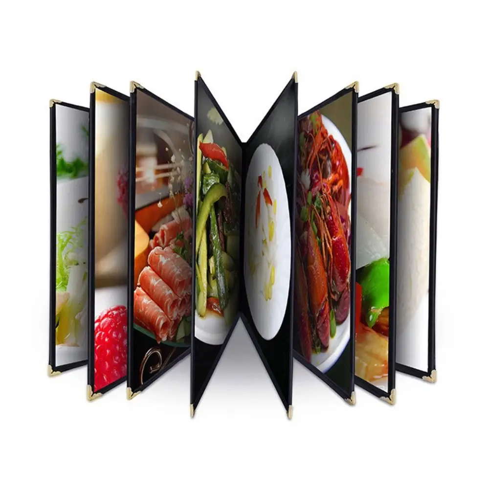 Durable Transparent Menu Cover PVC a4 Size Recipe Book Cover Double Panels Foldable Menu Paper Holder For Kitchen