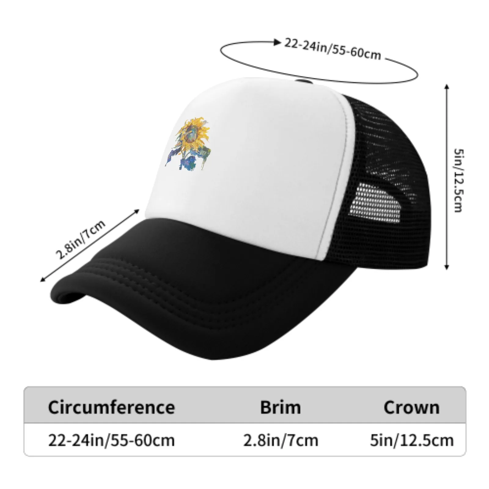 Art Sunflower Baseball Caps Fashion Trucker Hat Unisex Mesh Caps for Women Men Outdoor Leisure Travel Neutral Sun Hat