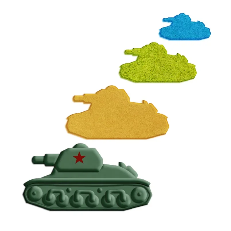 Four Specifications Cartoon War Chariot Old France Tank,Plastic Mold,Cake Fondant Tools,Cookie Sushi and Fruits Cutters