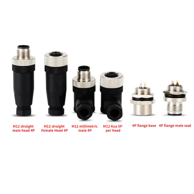 M12 sensor connector waterproof male&female plug screw threaded coupling 3 4 5 8 Pin A type sensor connectors 1PCS