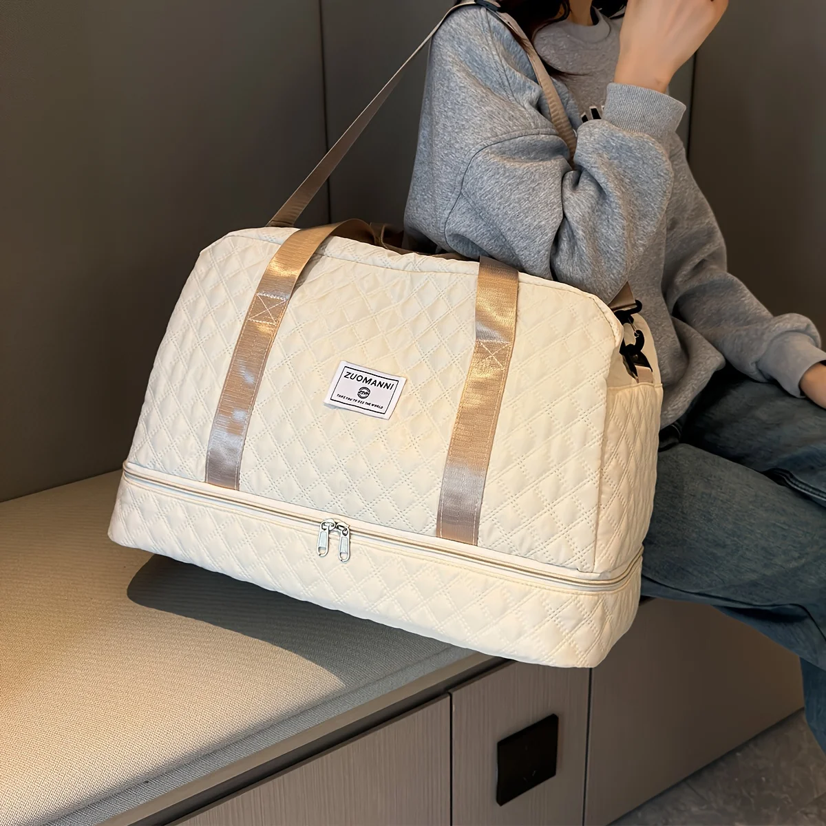 Lässige Nylon-Reisetasche, Große Kapazität für Sport- und Fitness-Aufbewahrung, Tragbare Weekender-Übernachtungstasche mit Mehreren Fächern – Detail 16