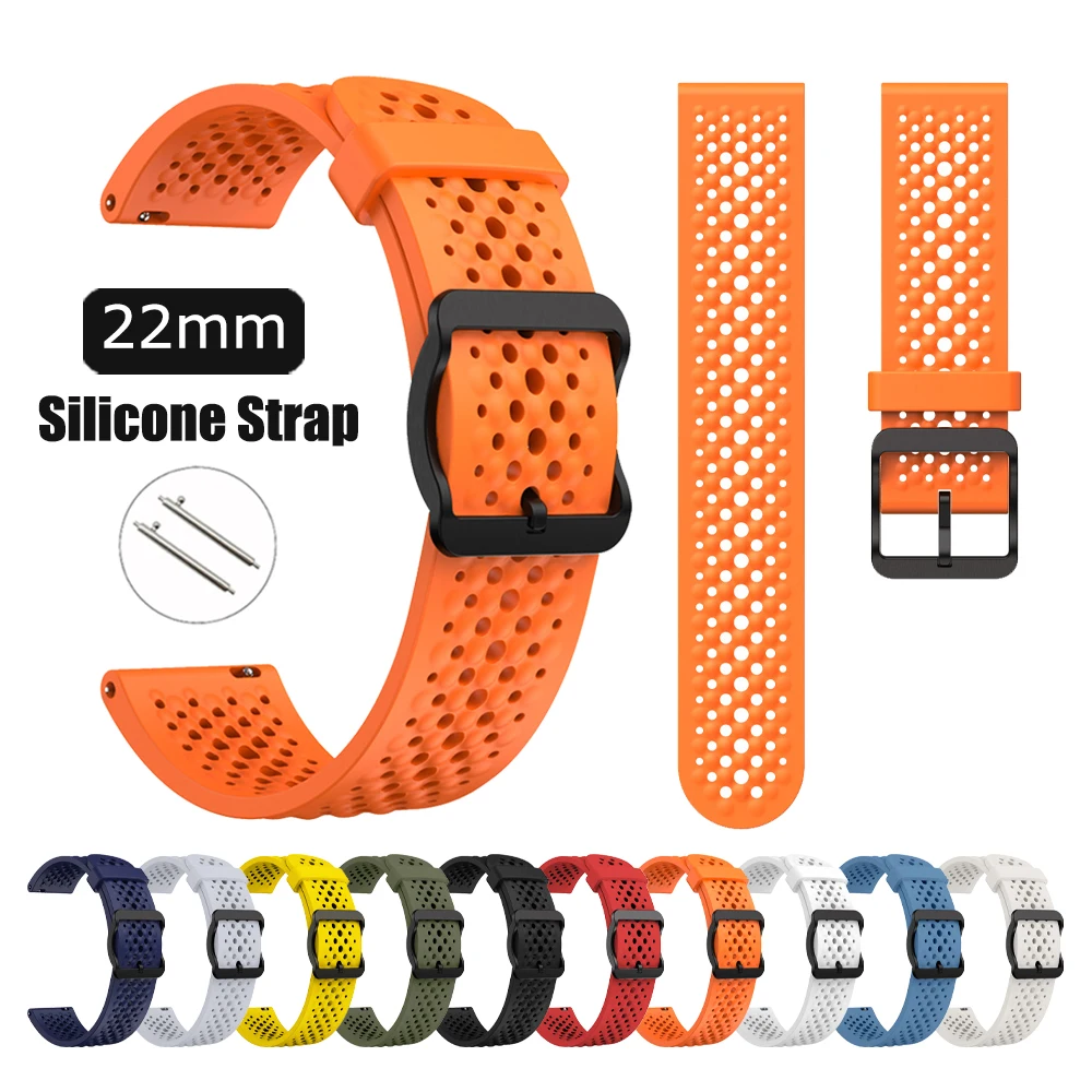 For Amazfit BALANCE 2/GTR4 3Pro Correa Silicone Strap For Amazfit Bip 6 5/CHEETAH/Stratos 3 2/Cheetah 22mm Breathable Bracelets