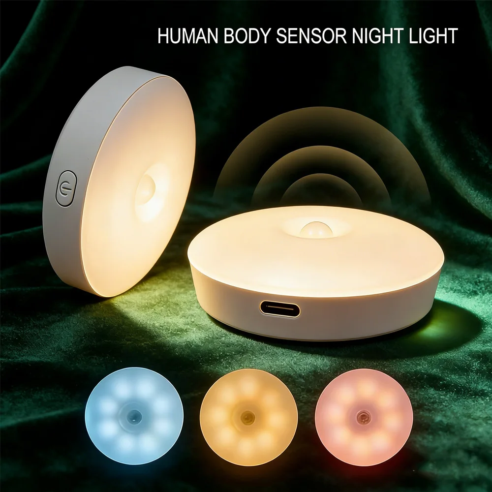 

LED Motion Sensor Night Light: USB Rechargeable, Magnetic Base – For Kitchen, Bedroom, Stairs, Wall Lighting