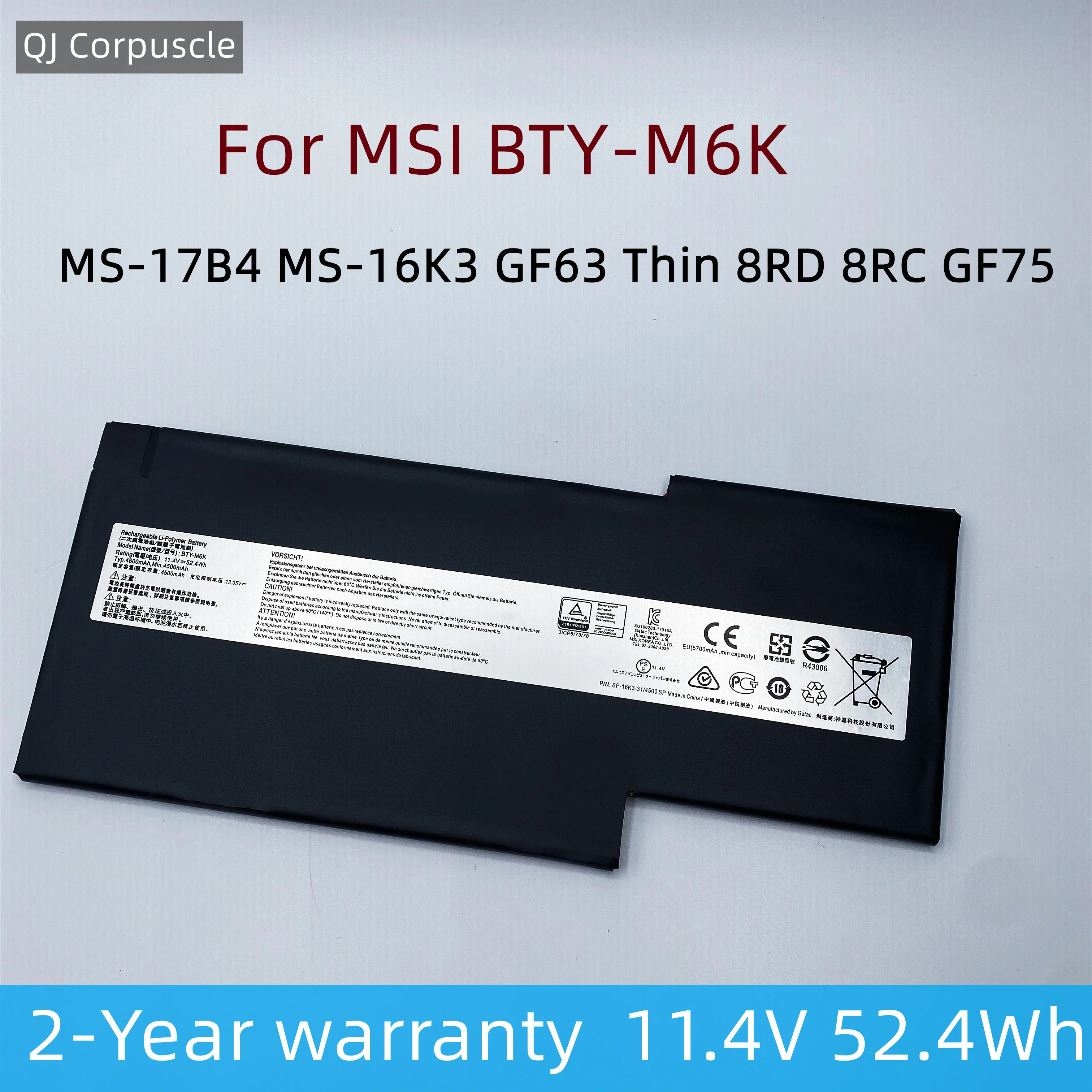 

New Original BTY-M6K Laptop Battery For MSI MS-17B4 MS-16K3 GF63 Thin 8RD 8RC GF75 Thin 3RD 8RC 9SC GF65 Thin 9SE/SX Thin 10SDR