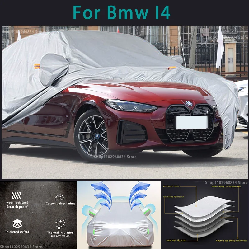 

For BMW I4 210T Waterproof Full Car Covers Outdoor Sun uv protection Dust Rain Snow Protective Auto Protective cover