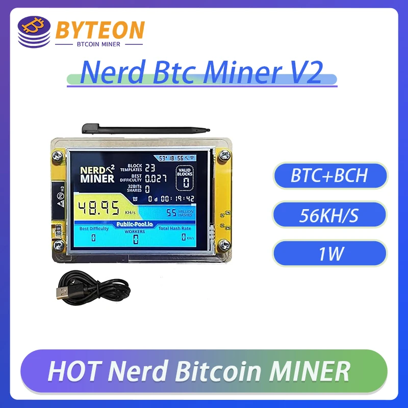 

Новый Bitcoin Miner nerdminer V2 2,8-дюймовые майнеры btc 52kH/S BTC BCH DGB Solo Miner Прошивка Nerdminer ЖК-дисплей