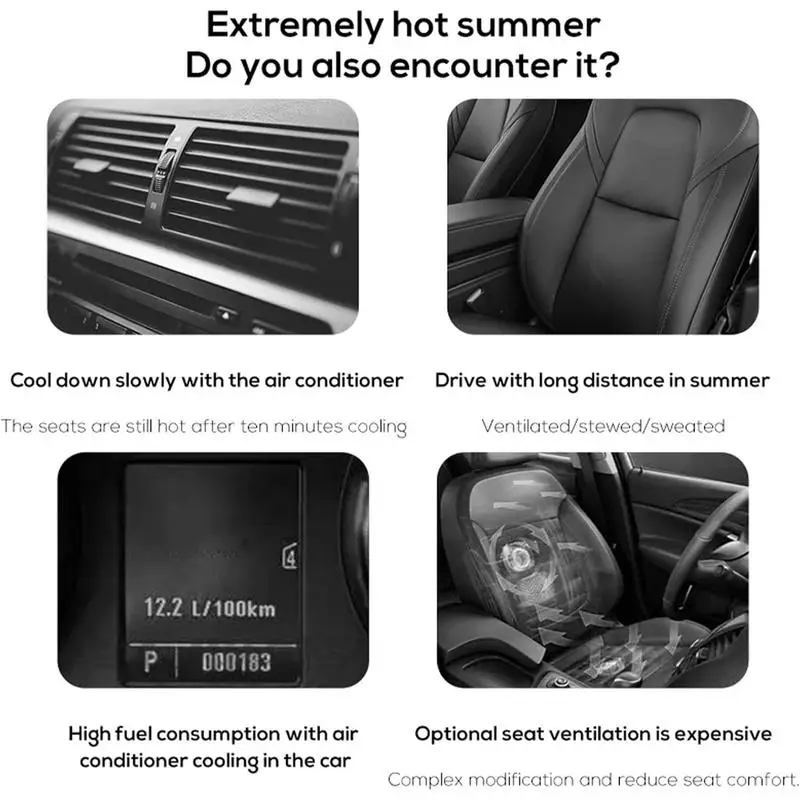 Car Seat Air Conditioner 3-Speeds USB Fans Car Fan Portable Vehicle Fan Cooling Air Fan USB Powered For All Cars Vehicle Van Rv