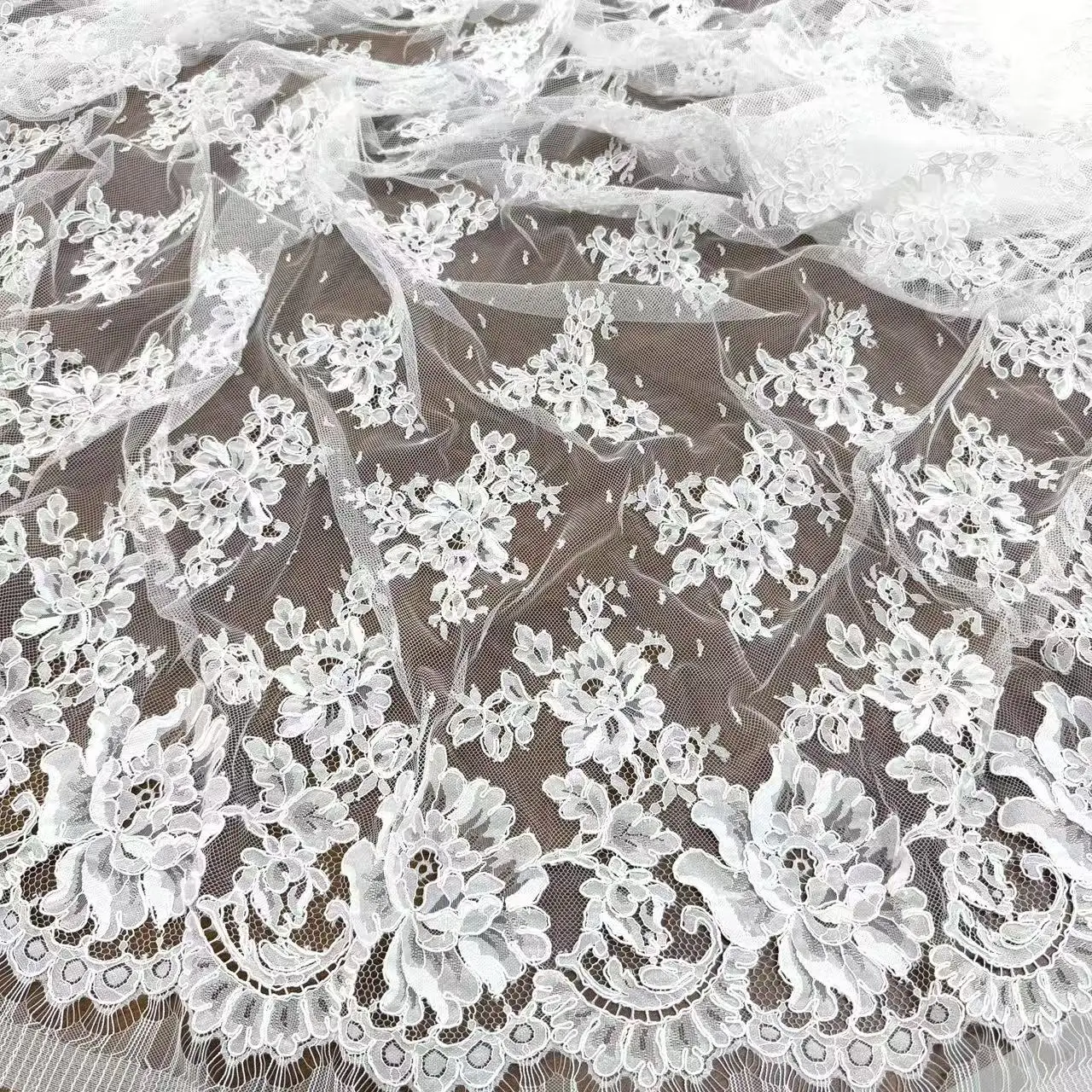3meters/piece, Corded Chantilly Lace Fabric For Bridal Wedding Dresses boho dress kid children clothes