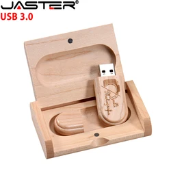 JASTER Wooden USB 3.0 Flash Drives 128GB Free Custom Logo Pen drive 64GB 32GB with Box Memory Stick Creative gift Laptop U disk