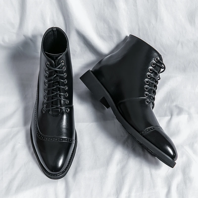 Classic Brogue Social Shoes Men High Quality Oxford Men\'s Leather Party Chelsea Dress Shoes Men Yuppie Formal Boots Man 2025