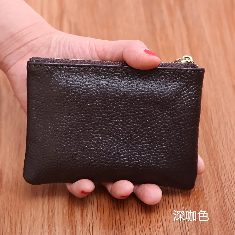 Genuine Leather Coin Simple Wallet Zipper  Multifunctional Mini  Purse Small Handbag Cow Fashion