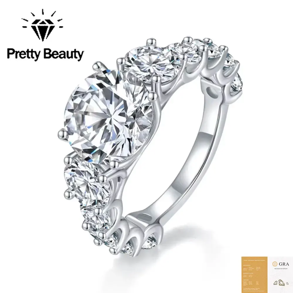 Pretty Beauty Moissanite Engagement Ring for Women 925 Silver 11 Stone Graduated Design 8CT Diamond Promise Ring Wedding Jewelry