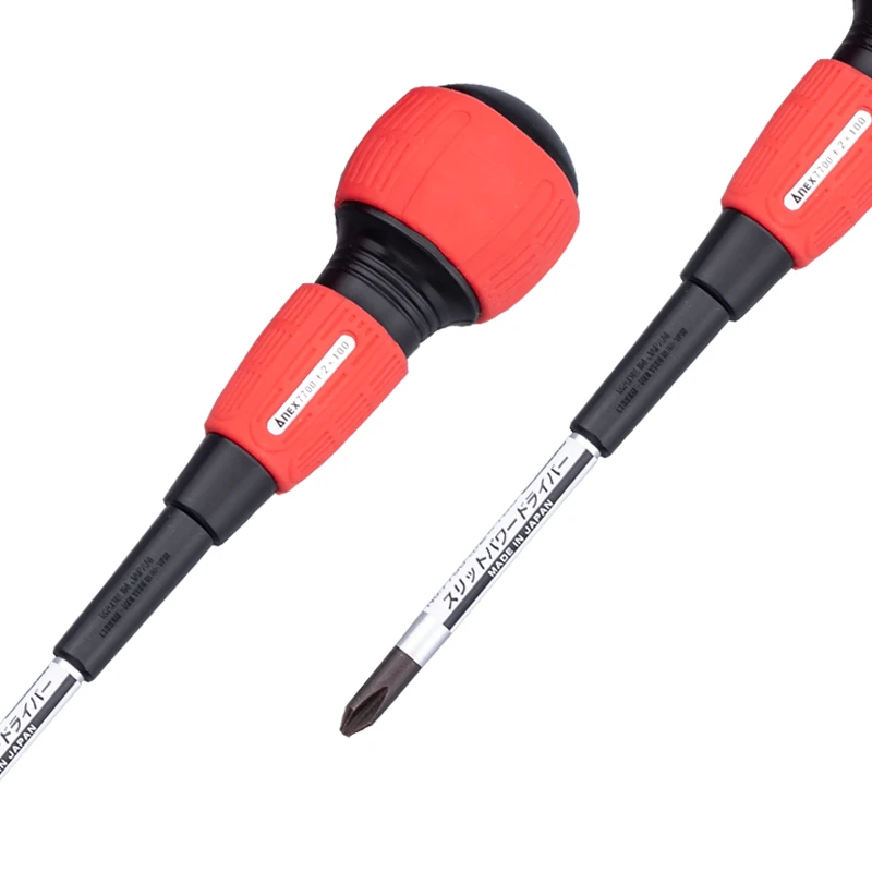 ANEX Ball Grip Driver Screwdrivers Cross PH2 Flat Slotted  5.5/6.0mm with Magnetism Made in Japan