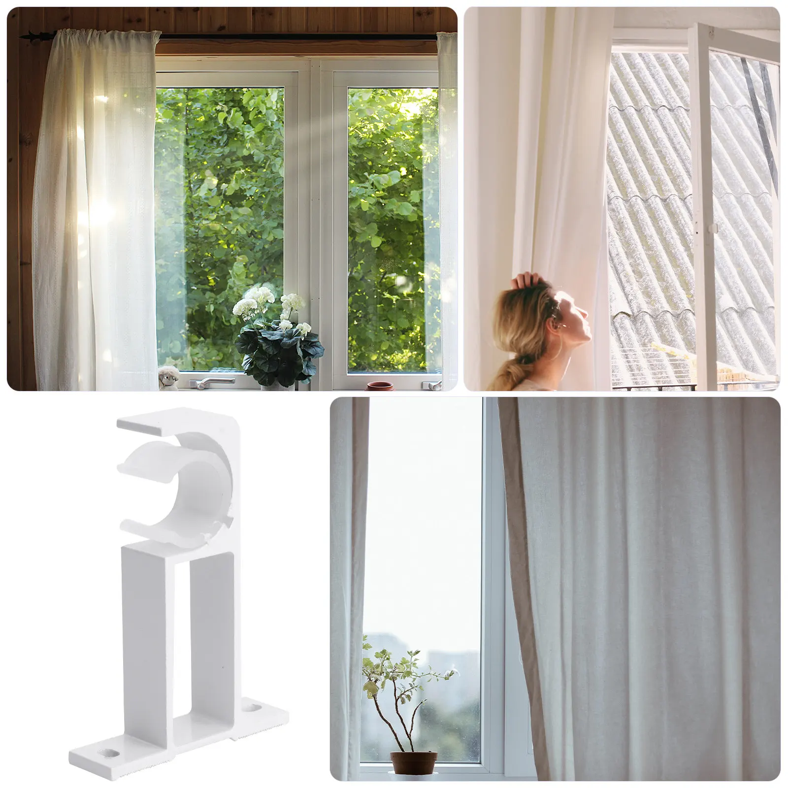 2Pcs Curtain Rod Side Mount Brackets Sturdy Aluminum Alloy Replacement Holder for Office Living Room Bedroom Kitchen
