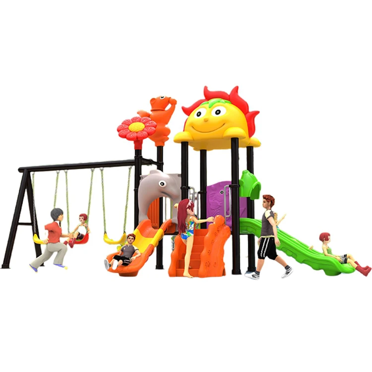 Kindergarten Kids Outdoor Combination Children Plastic Slide Play Area Kids Outdoor Playground Equipment With Swing