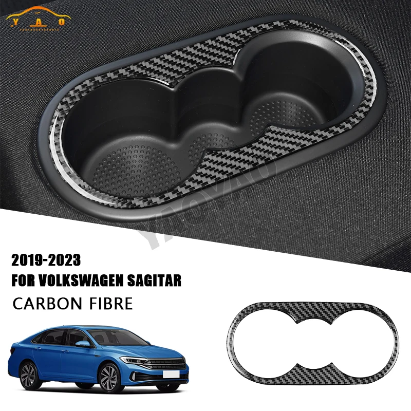 

Car Rear Row Water Cup Slot Frame Cover Trim Decoration for Volkswagen Vw Sagitar 2019—2023 LHD Carbon Fiber car stickers
