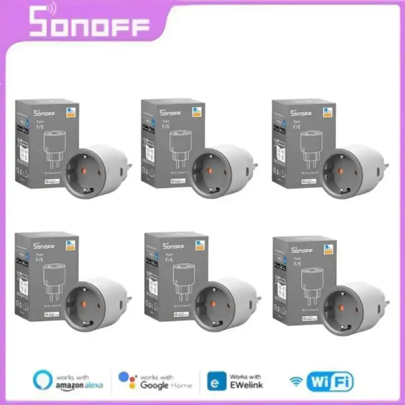 SONOFF S60 EU 16A IPlug Wi-Fi Smart Socket 1-5PCS Overload Protection Smart Scene Remote Control Via EWeLink Alexa Google IFTTT