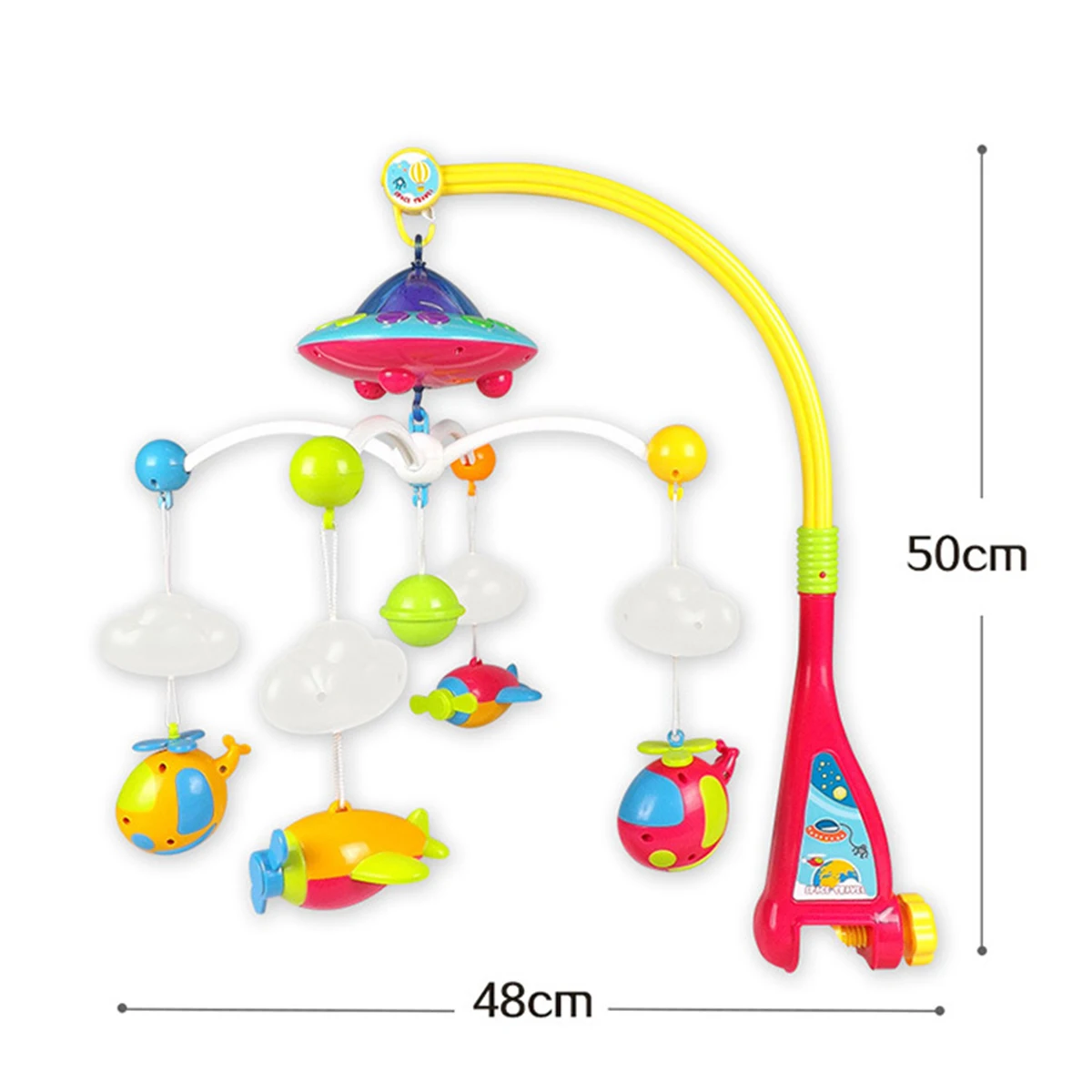 12 Month Baby Crib Hanging Bell with Light Music Rotational Space Newborn Bed Bell Projection Full of Star Infant Toys Gifts