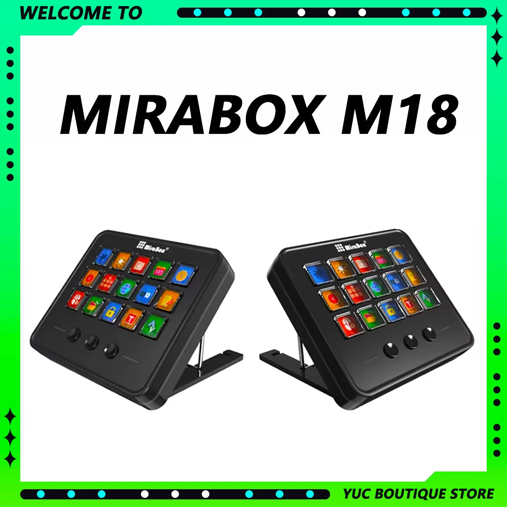 Mirabox M18 Stream Deck Keyboard Game Console 18Keys Visual DIY Macro Button Desktop Keypad Adjustable HA Customize Gifts