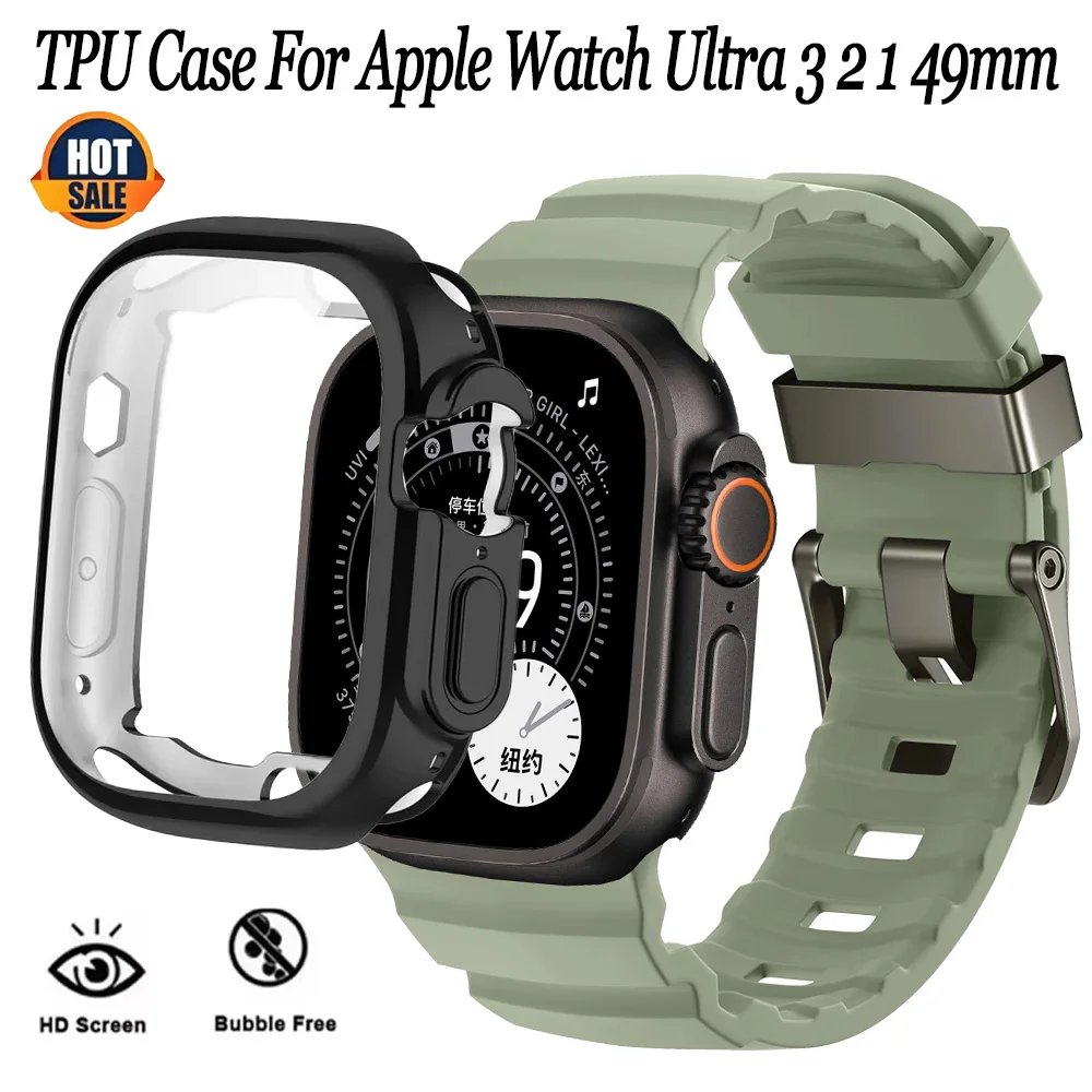 TPU Case For Apple Watch Ultra 3 2 1 49mm Screen Anti-scratch Bumper Shell For iWatch Ultra 3 49mm Protective Cover Accessories