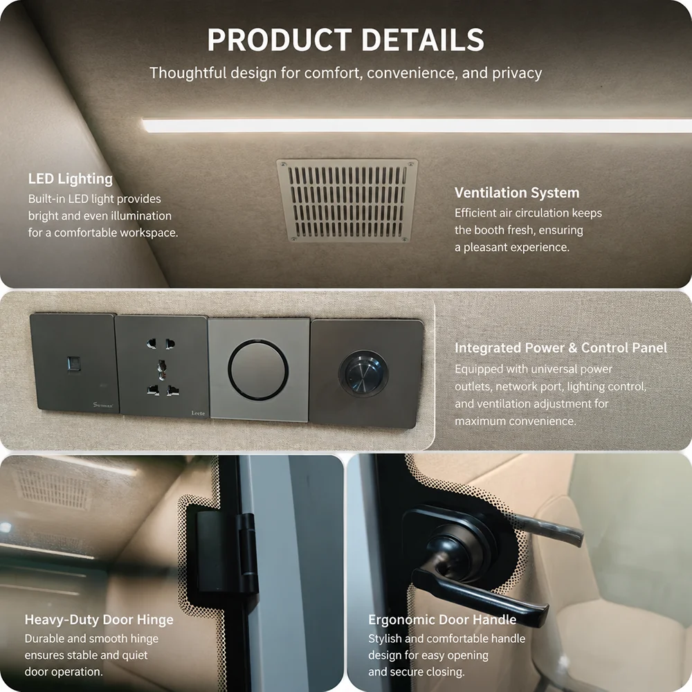Modular Acoustic Office Pod Custom Soundproof Privacy Booth with Ventilation Modern Steel Design for Hotel and Commercial Use