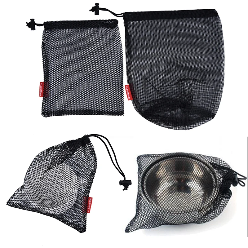LatestNylon Mesh Drawstring Bag for Cutlery Bottle Pot Pan Kettle Mesh Storage Bag