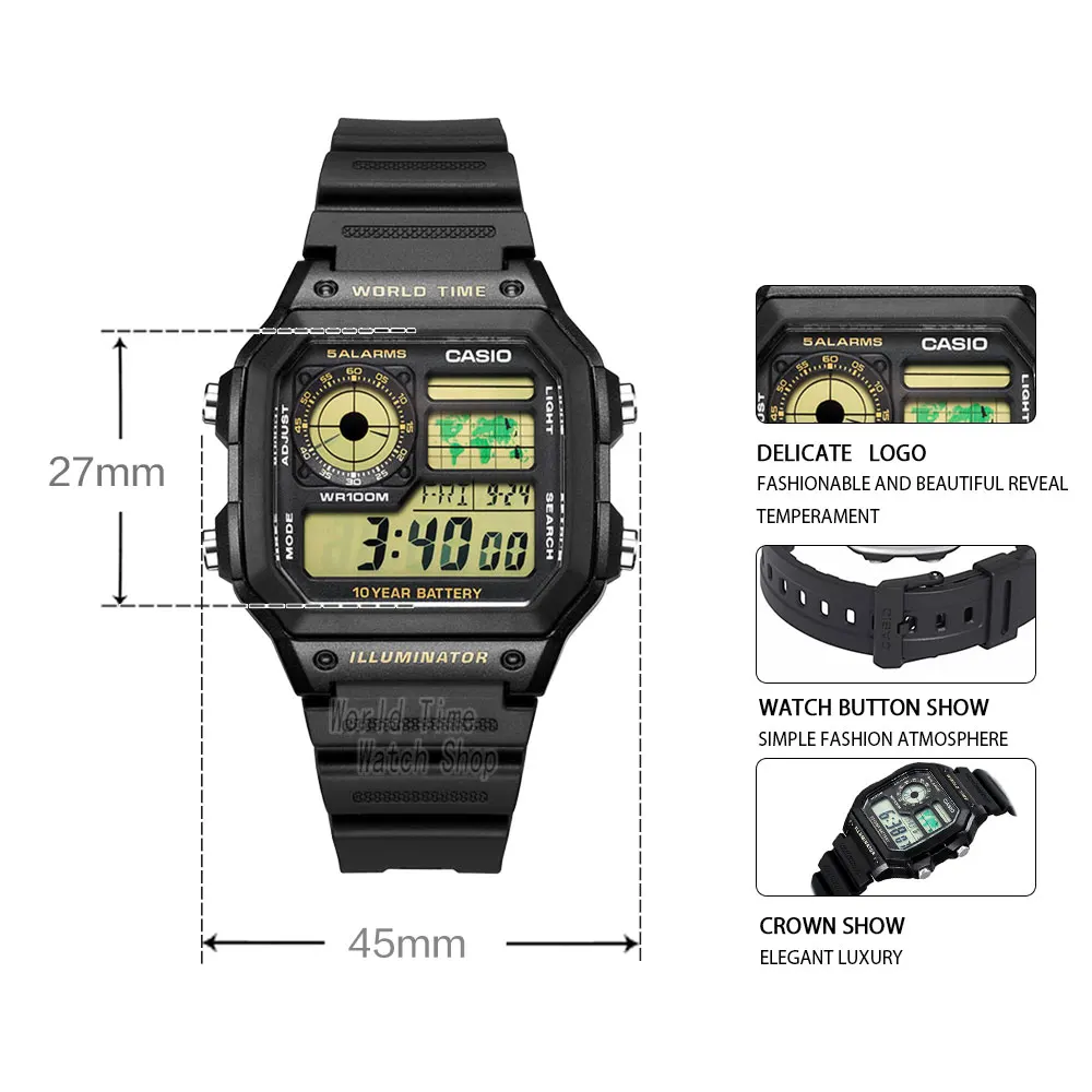 Casio watch Explosion watch men set luxury LED military digital watch sport quartz men watch relogio masculino AE-1200