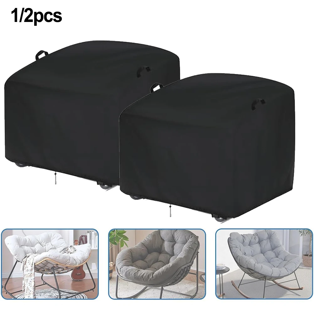 Black 210D Oxford Waterproof Garden Rocking Chair Cover 113x98x90cm Windproof Dustproof For Patio Outdoor Furniture Protection